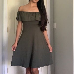 Olive off the shoulder dress